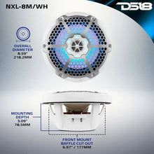 Load image into Gallery viewer, DS18 NXL-M Series Speaker w/ RGB LED Lights 8in 2-Way 125 Watts RMS 4 ohm White w/ Cover - Additional View 7