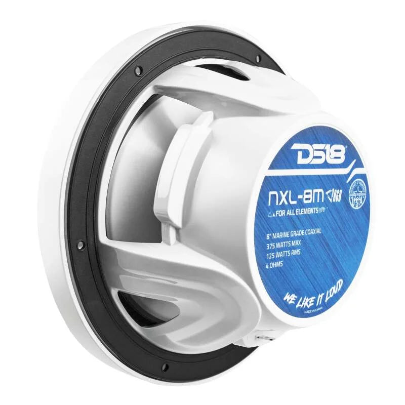 DS18 NXL-M Series Speaker w/ RGB LED Lights 8in 2-Way 125 Watts RMS 4 ohm White w/ Cover - Additional View 8