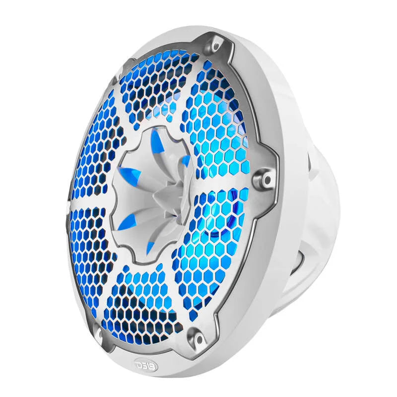 DS18 NXL-M Series Spkr w/ RGB LED Lights 10in 2-Way 200 Watts RMS 4 ohm Wht Grill Detached w/ Cover - Main Product View