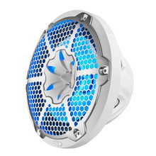 Load image into Gallery viewer, DS18 NXL-M Series Spkr w/ RGB LED Lights 10in 2-Way 200 Watts RMS 4 ohm Wht Grill Detached w/ Cover - Main Product View