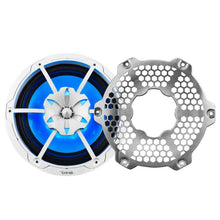 Load image into Gallery viewer, DS18 NXL-M Series Spkr w/ RGB LED Lights 10in 2-Way 200 Watts RMS 4 ohm Wht Grill Detached w/ Cover - Back View