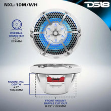Load image into Gallery viewer, DS18 NXL-M Series Spkr w/ RGB LED Lights 10in 2-Way 200 Watts RMS 4 ohm Wht Grill Detached w/ Cover - Additional View 6