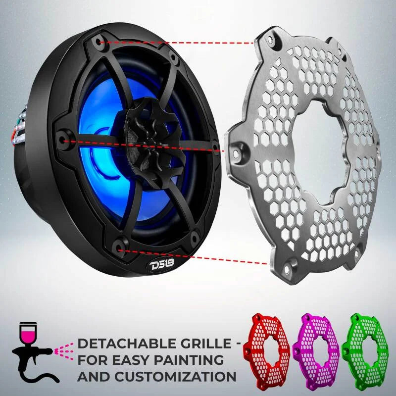 DS18 NXL-M Series Spkr w/ RGB LED Lights 6.5in 2-Way 100 Watts RMS 4 ohm Blk Grill Detached w/ Cover - Additional View 7