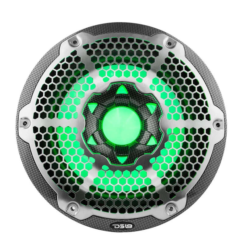 DS18 NXL Marine Subwoofer With RGB LEDs 10in 300 Watts RMS 4 ohm SVC Black Carbon Fiber - Installation View