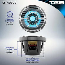 Load image into Gallery viewer, DS18 NXL Marine Subwoofer With RGB LEDs 10in 300 Watts RMS 4 ohm SVC Black Carbon Fiber - Additional View 7