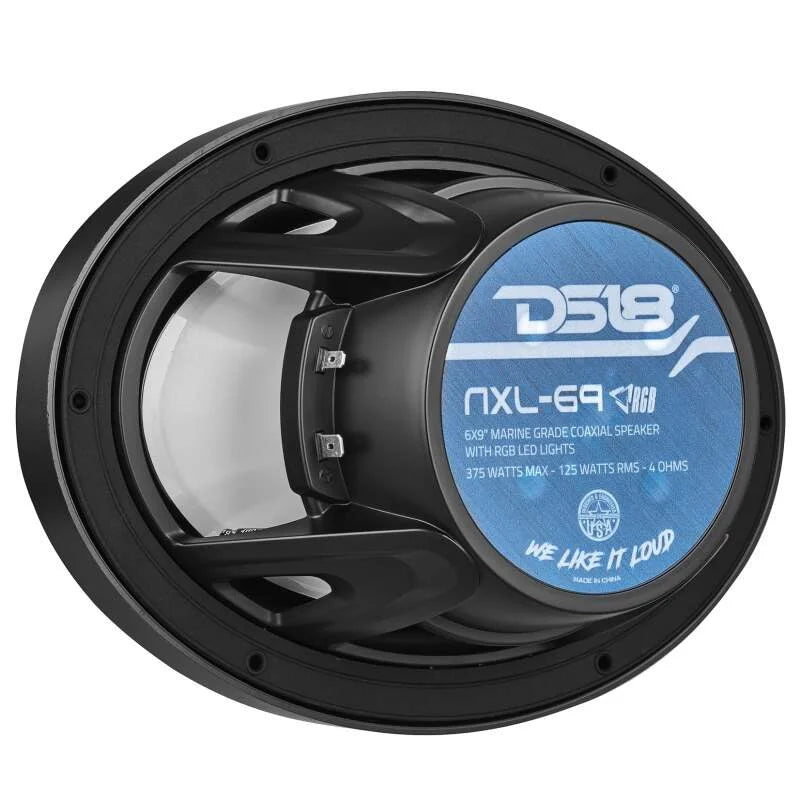 DS18 NXL Series Coaxial Marine Speaker w RGB Lights 6x9in 2-Way 125 Watts RMS 4 ohm Black w Cover - Additional View 5