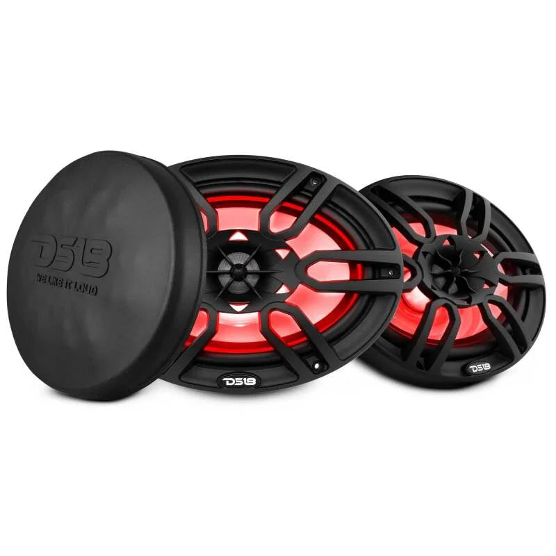 DS18 NXL Series Coaxial Marine Speaker w RGB Lights 6x9in 2-Way 125 Watts RMS 4 ohm Black w Cover - Additional View 8