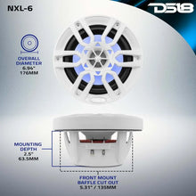 Load image into Gallery viewer, DS18 NXL Series Coaxial Marine Speaker w/ RGB Lights 6.5in 2-Way 100 Watts RMS 4 ohm White - Additional View 6
