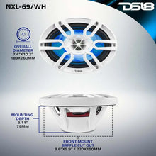 Load image into Gallery viewer, DS18 NXL Series Coaxial Marine Speaker w/ RGB Lights 6x9in 2-Way 125 Watts RMS 4 ohm White - Additional View 6