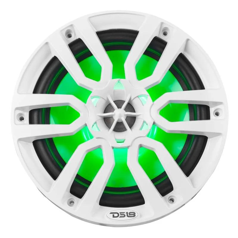 DS18 NXL Series Coaxial Marine Speaker w/ RGB Lights 8in 2-Way 125 Watts RMS 4 ohm White - Main Product View