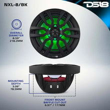 Load image into Gallery viewer, DS18 NXL Series Coaxial Marine Speakers w/ RGB Lights 8in 2-Way 125 Watts RMS 4 ohm Black - Side View