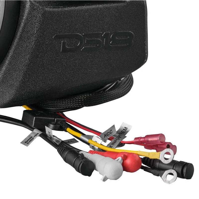 DS18 Polaris RZR Front Kick Panel Pods Loaded Enclosure 2x 6.5in Spkr Built-in Amp + Twtr Bluetooth - Side View