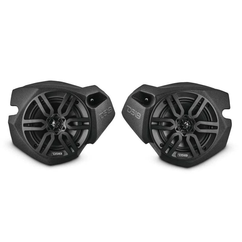 DS18 Polaris RZR Front Kick Panel Pods Loaded Enclosure 2x 6.5in Spkr Built-in Amp + Twtr Bluetooth - Back View