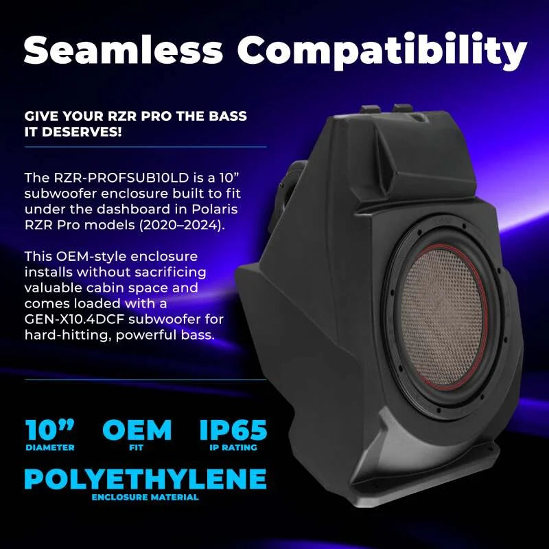 DS18 RZR Pro 20-24 Under Dashboard Subwoofer Enclosure 1 x GEN-X104DCF Included IP65 OEM Fit - Additional View 8