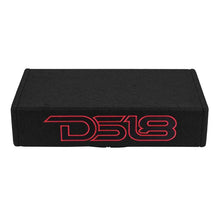 Load image into Gallery viewer, DS18 Single 10in Shallow Enclosure w/ Subwoofer 350 Watts RMS Sealed Black Carpet - Side View