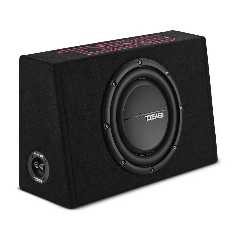 DS18 Single 10in Shallow Enclosure w/ Subwoofer 350 Watts RMS Sealed Black Carpet - Installation View