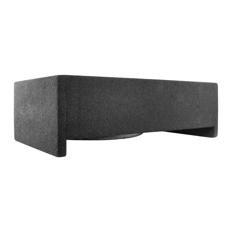 DS18 Single 10in Shallow Subwoofer & Enclosure 300 Watt RMS Downfiring Sealed Black Carpet Amplified - Back View