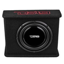 Load image into Gallery viewer, DS18 Single 10in Shallow Subwoofer and Enclosure 350 Watts RMS Amplified Sealed Black Carpet - Main Product View