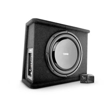 Load image into Gallery viewer, DS18 Single 10in Shallow Subwoofer and Enclosure 350 Watts RMS Amplified Sealed Black Carpet - Back View