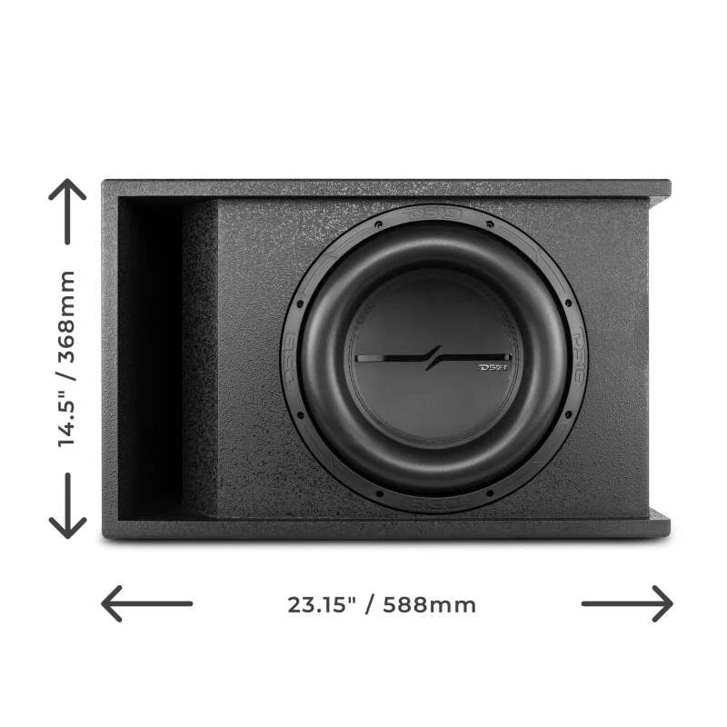 DS18 Single 12in 1000 Watts RMS ZXI12.2D Loaded Ported Enclosure w/ Subwoofer - Back View
