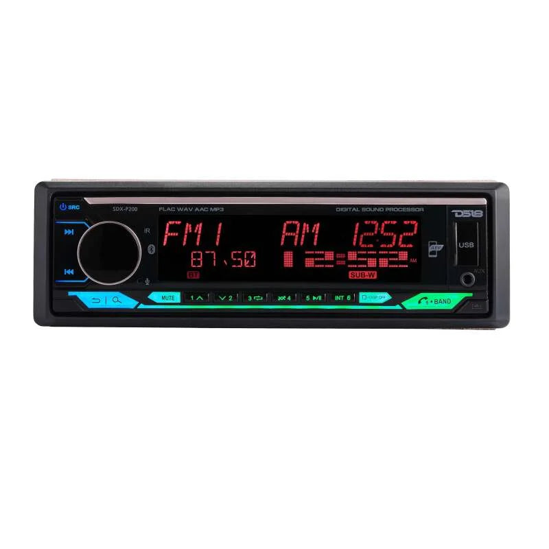 DS18 Single Din Headunit Full DSP Bluetooth USB 3 Zones RGB illumination Built-In AMP 240 Watts RMS - Installation View