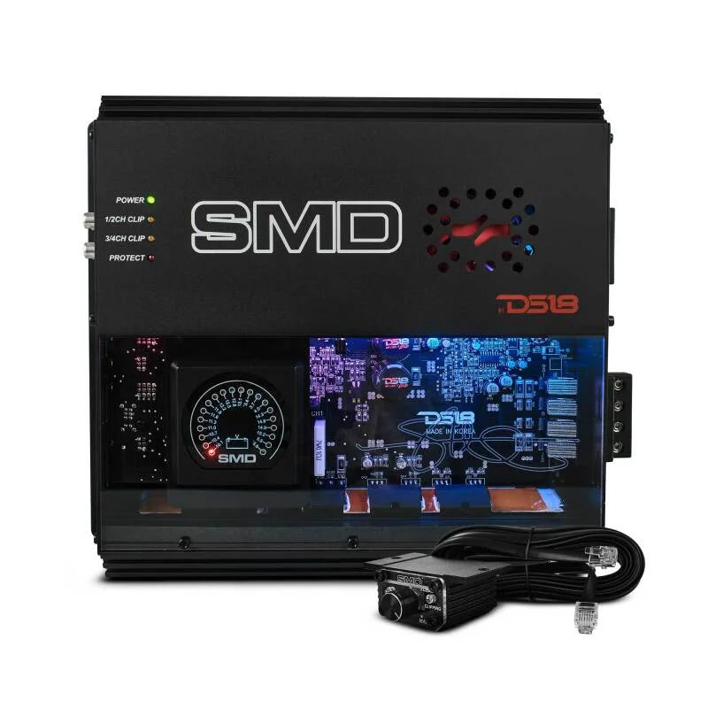 DS18 Steave Meade Colab 4-Channel Amp Class A/B 2x 400/4ohm 4 x 200/2ohm 4 x 150/4ohm Watts LED - Side View