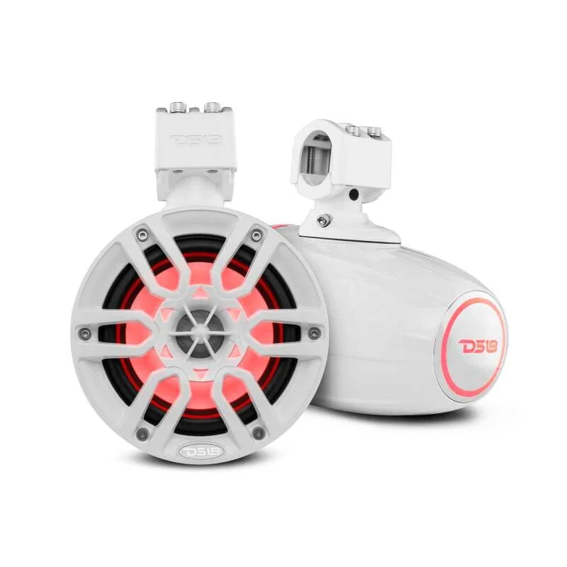 DS18 Tower Speakers 6.5in 100 Watts RMS w/ RGB LED Lights White - Additional View 6