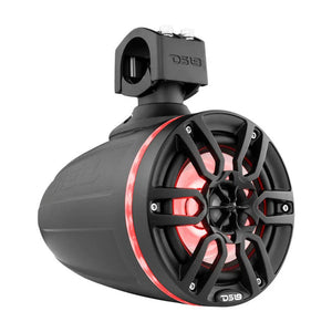 DS18 Tower Speakers 6.5in 100 Watts RMS w/ RGB LED Lights Red - Side View