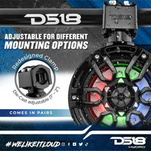 Load image into Gallery viewer, DS18 Tower Speakers 6.5in 100 Watts RMS w/ RGB LED Lights Red - Additional View 6