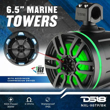 Load image into Gallery viewer, DS18 Tower Speakers 6.5in 100 Watts RMS w/ RGB LED Lights Red - Additional View 8