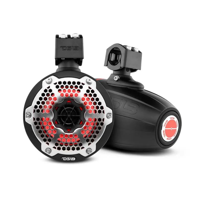DS18 Tower Speakers 6.5in 1in Driver 150 Watts RMS w/ RGB LED Lights Black - Back View