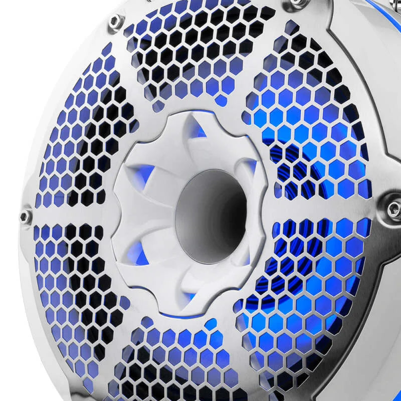 DS18 Tower Speakers Towers Speakers 10in 1in Driver 300 Watts RMS w/ RGB LED Lights White - Back View