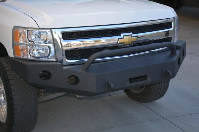 DV8 Offroad 07-13 Chevrolet Silverado 1500 Front Bumper - Black Powdercoat - Back View