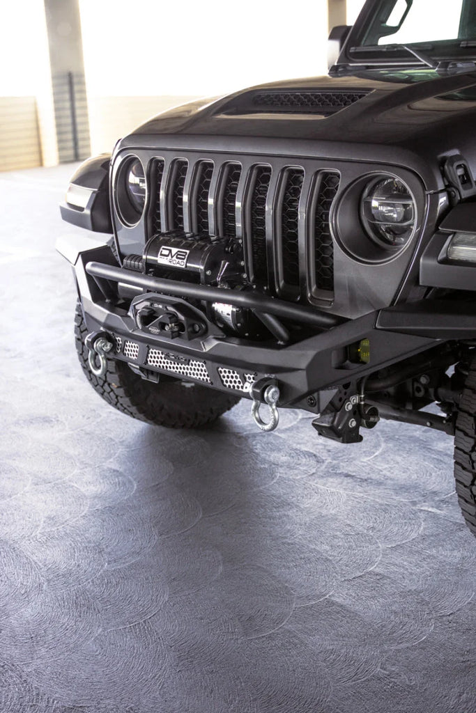 DV8 Offroad 07-18 Jeep Wrangler JK / 18-23 Wrangler JL / 20-23 Gladiator JT MTO Series Front Bumper - Back View