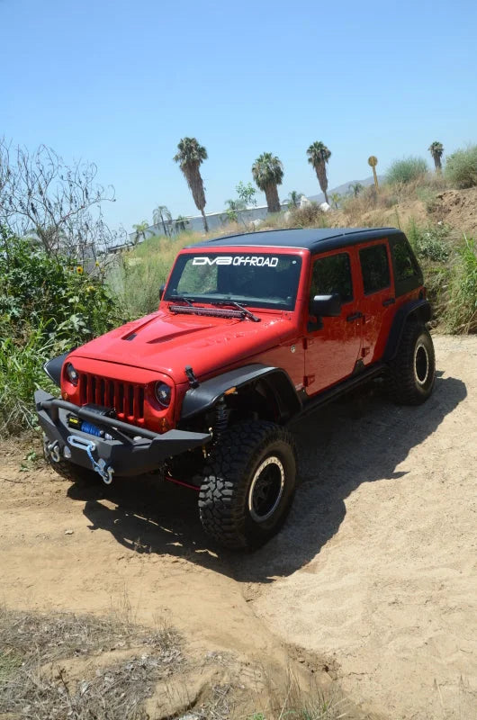 DV8 Offroad 07-18 Jeep Wrangler JK 2 Piece Fast Back Hard Top 4 Door - Black (DS Only) - Back View