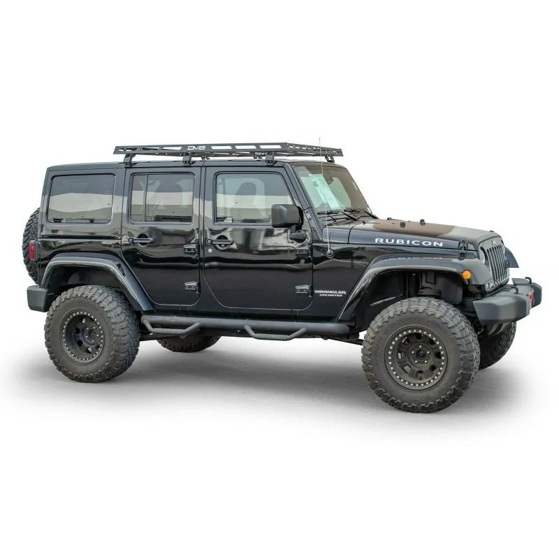 DV8 Offroad 07-18 Jeep Wrangler JK 4 DR / JL 2 DR & JT / 18+ Gladiator Roof Rack - Installation View