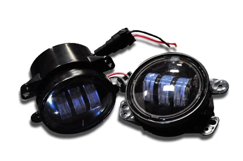 DV8 Offroad 07-18 Jeep Wrangler JK 4in 30W LED Replacement Fog Lights - Side View