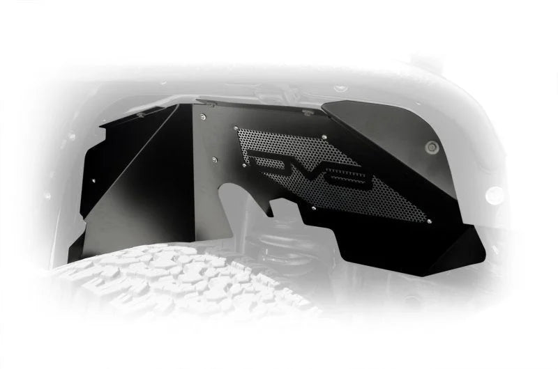 DV8 Offroad 07-18 Jeep Wrangler JK Front Aluminum Inner Fender - Black - Side View
