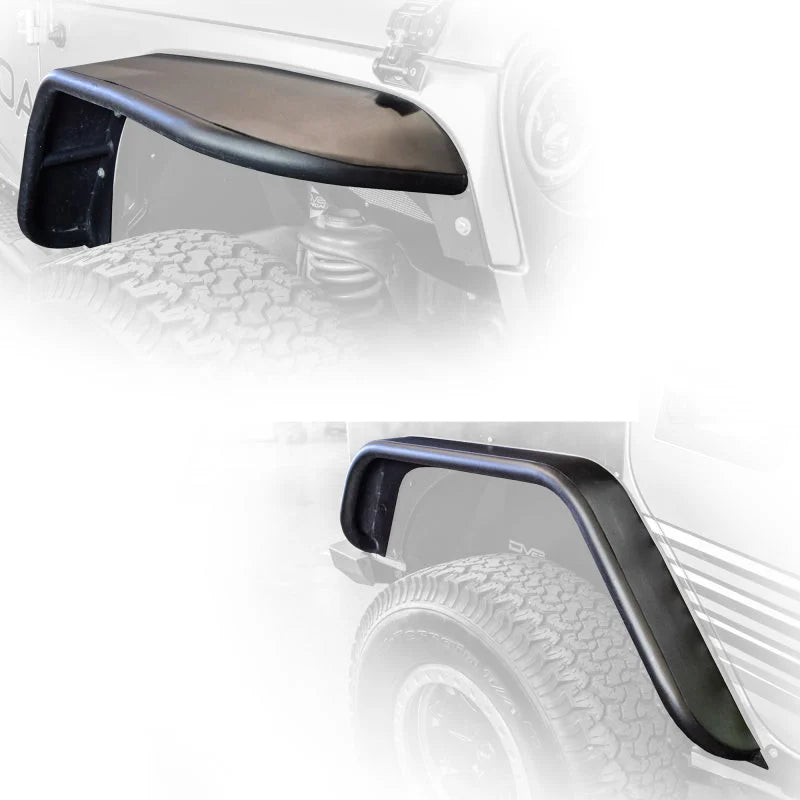 DV8 Offroad 07-18 Jeep Wrangler JK Front & Rear Flat Tube Fenders - Installation View