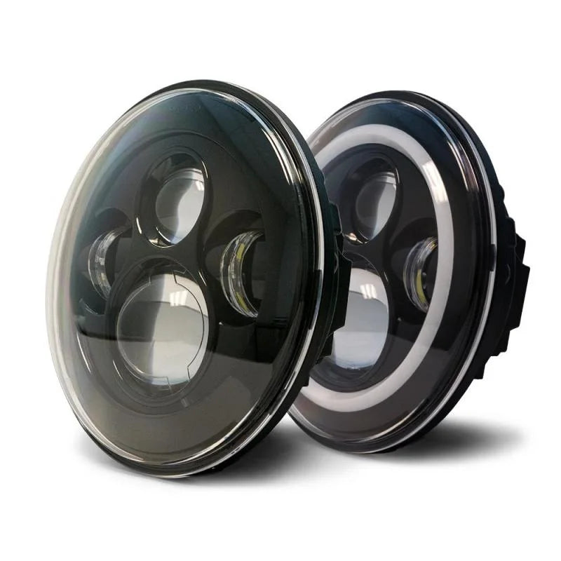 DV8 Offroad 07-18 Jeep Wrangler JK LED Projector Headlights w/ Angel Eyes - Side View