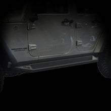 Load image into Gallery viewer, DV8 Offroad 07-18 Jeep Wrangler JK Plated Steel Rock Slider Steps - Matte Black (4 Door Only) - Additional View 6
