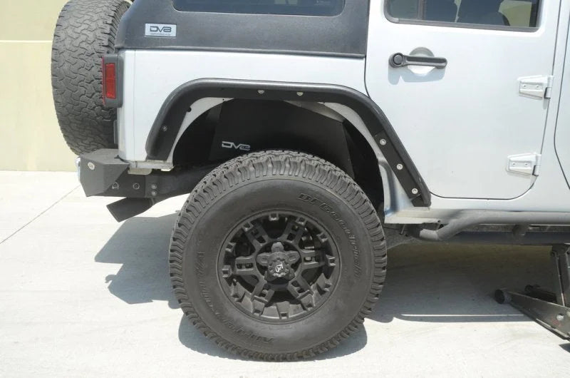 DV8 Offroad 07-18 Jeep Wrangler JK Rear Aluminum Inner Fender - Black - Back View