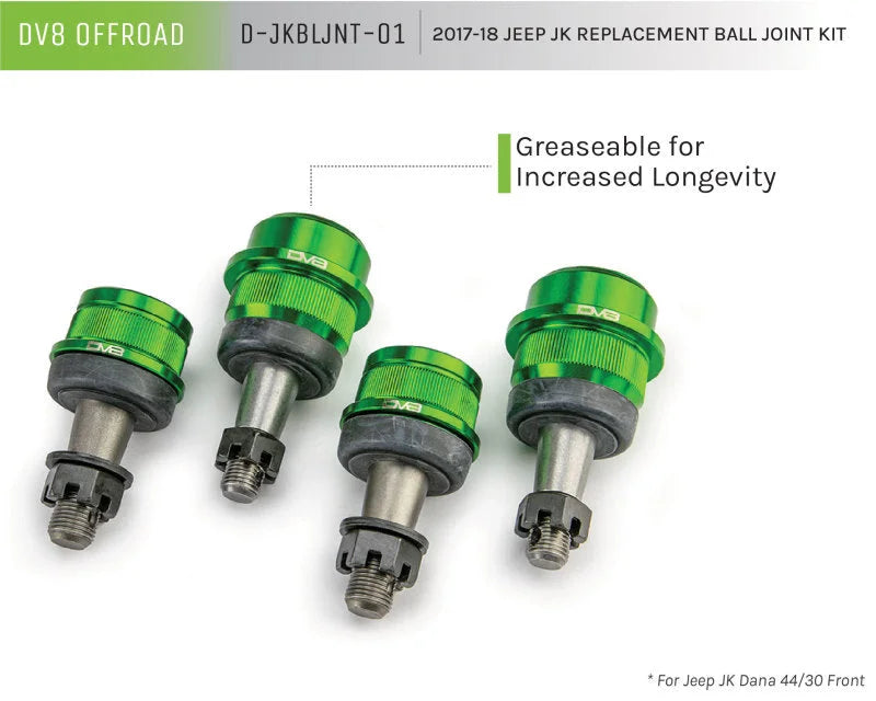 DV8 Offroad 07-18 Jeep Wrangler JK Replacement Ball Joint Kit - Dana 30/44 - Side View