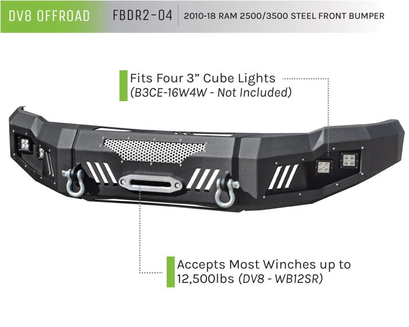 DV8 Offroad 10-18 RAM 2500 Front Bumper - Additional View 6
