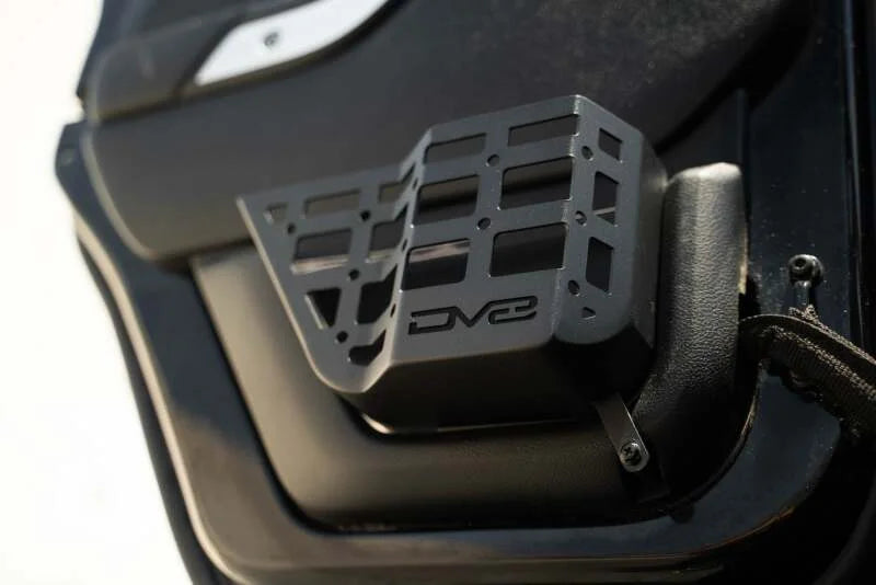 DV8 Offroad 11-18 Jeep Wrangler JK 4 Door Only Rear Door Pocket Molle Panels - Black - Side View