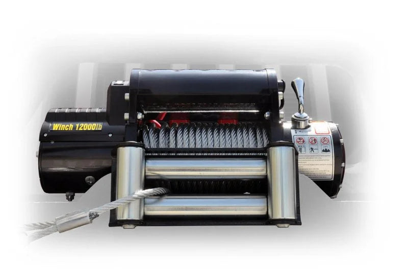 DV8 Offroad 12000 LB Winch w/ Steel Cable & Wireless Remote - Black - Main Product View