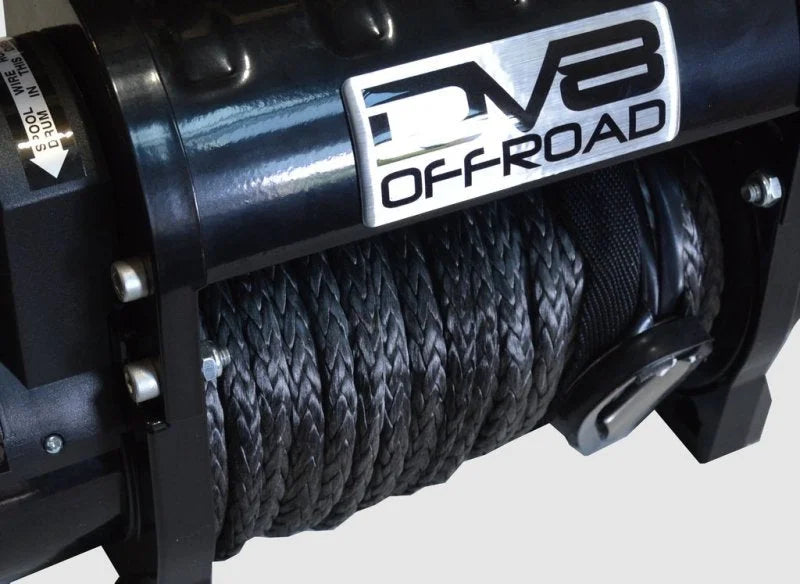 DV8 Offroad 12000 LB Winch w/ Synthetic Line & Wireless Remote - Black - Installation View