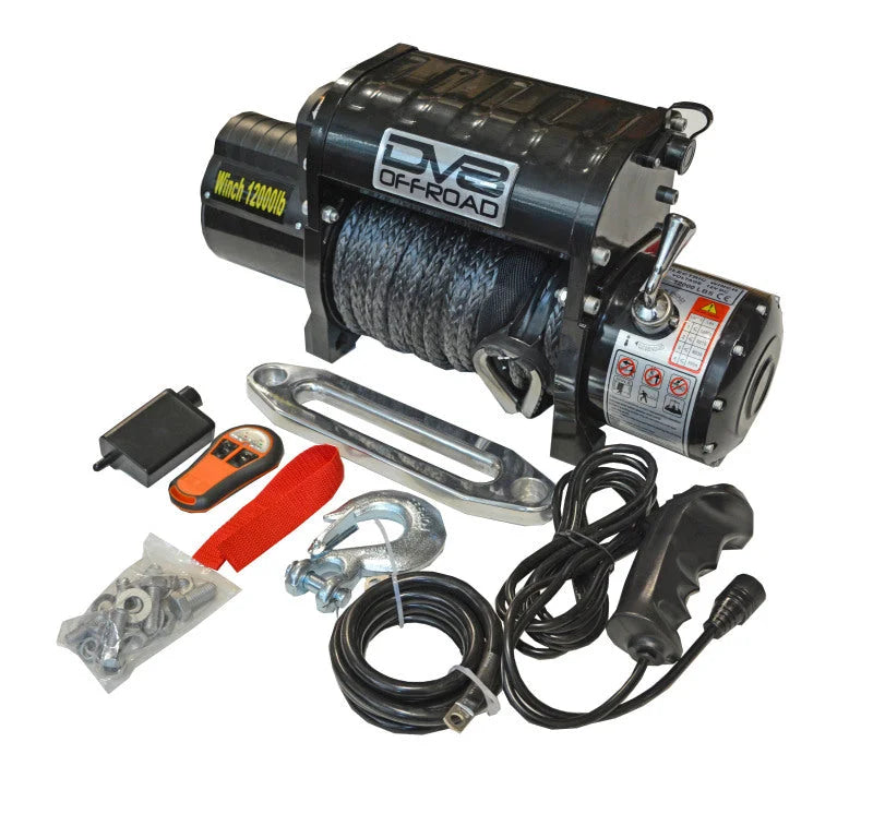 DV8 Offroad 12000 LB Winch w/ Synthetic Line & Wireless Remote - Black - Additional View 5