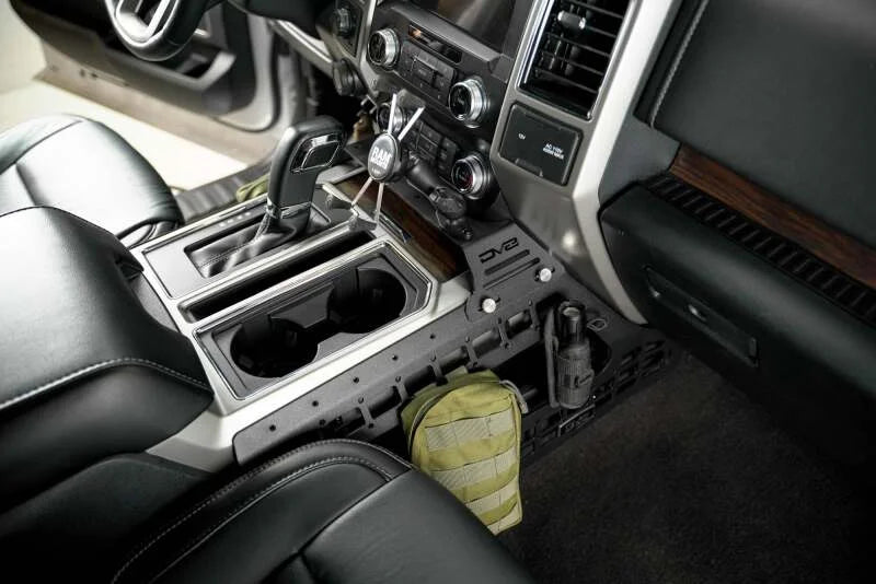 DV8 Offroad 15-20 Ford F150 / 17-21 Ford F250/F350 Center Console Molle Panels & Device Mount - Installation View