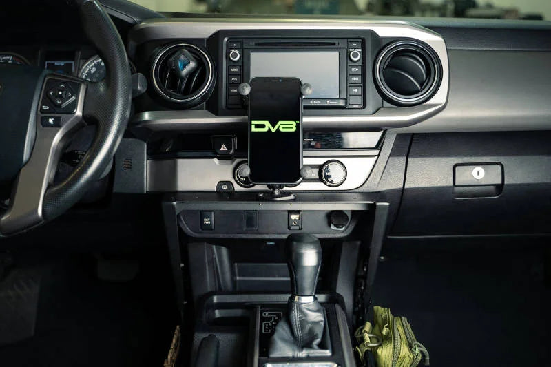 DV8 Offroad 16-23 Toyota Tacoma Center Console Molle Panels & Device Mount - Back View